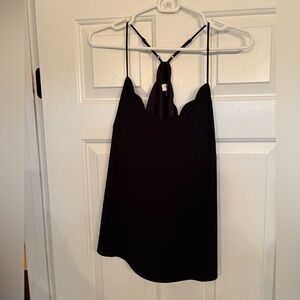 Black Scalloped J Crew Top
